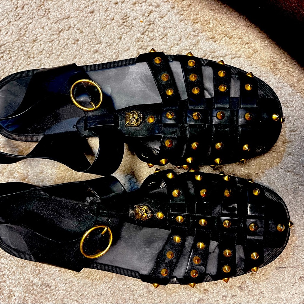 Gucci Tiger Men's Jelly Gladiator Sandals Shoes Studded Size 11 Authenticated - Picture 4 of 12